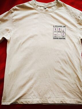Unisex's Cream Graphic Running Marathon T-Shirt